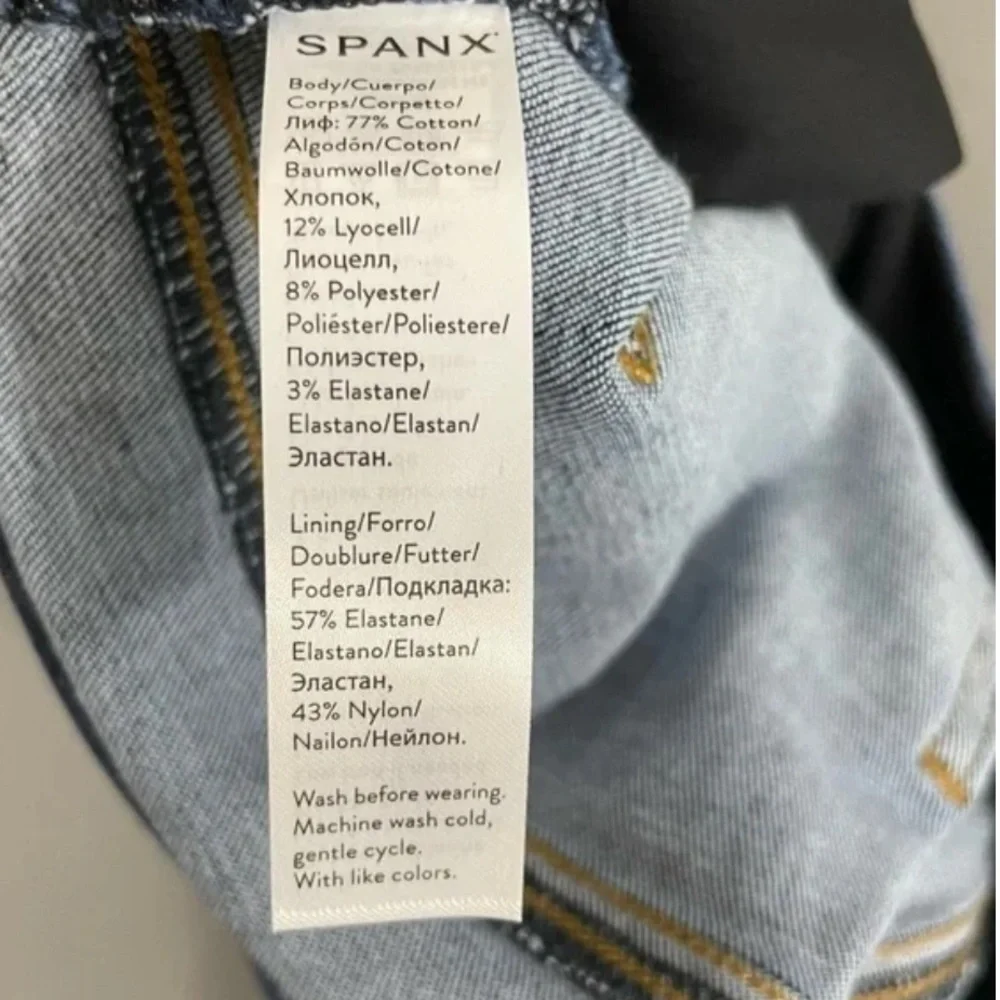 Spanx Cropped Flare Medium Wash Raw Hem Women's Blue Jeans‎ Size M